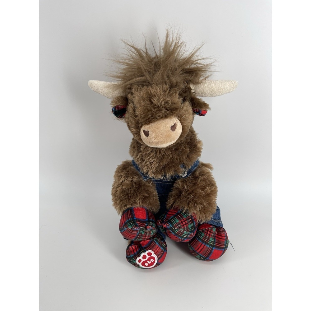 Build A Bear Highland Tartan Cow Plush VHTF Red Plaid BAB 14" Stuffed Animal Toy
